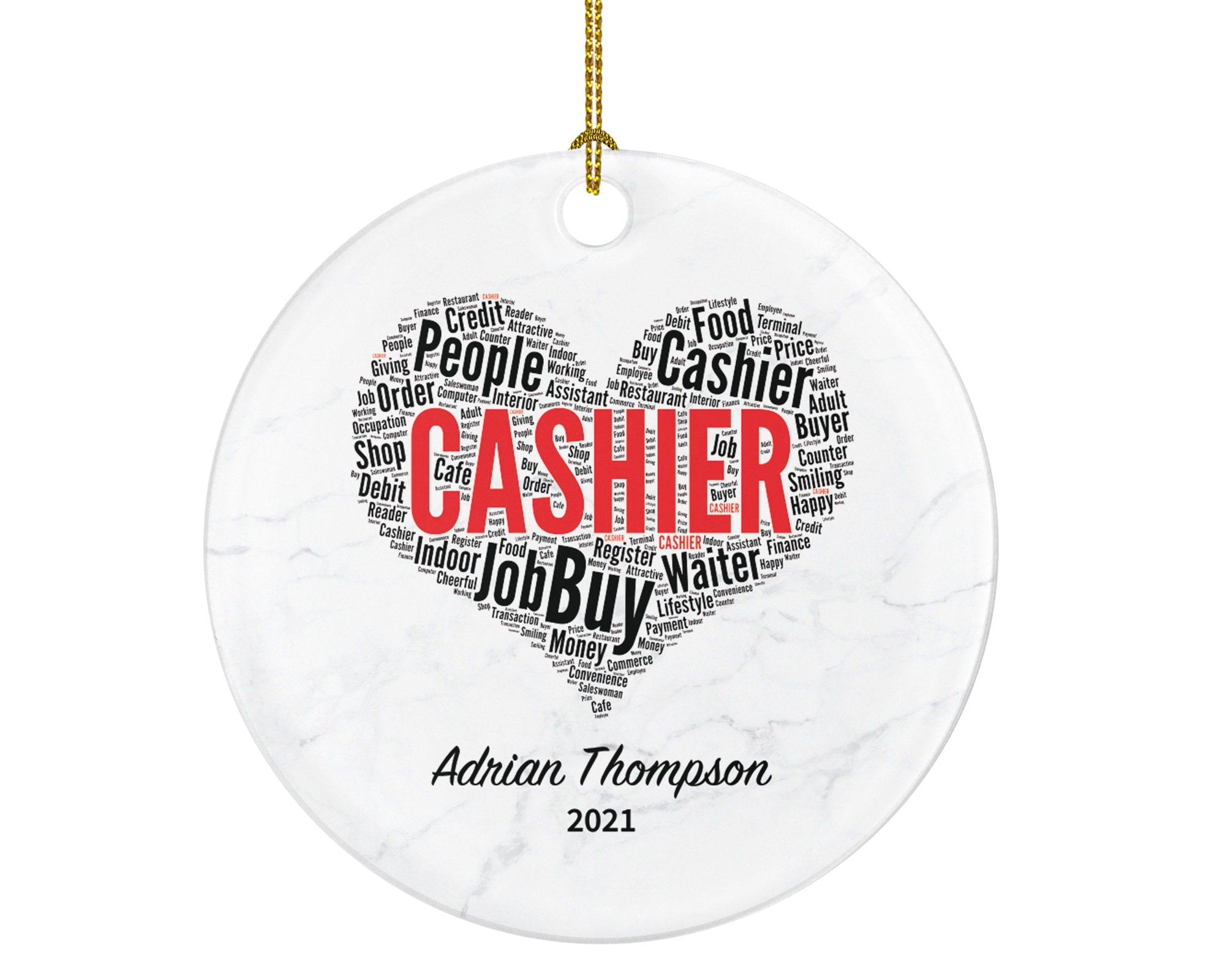 Cashier Christmas ornament Personalized - Gift For Supermarket Worker,Front Line Hero Essential Worker In Grocery Store, Custom Name
