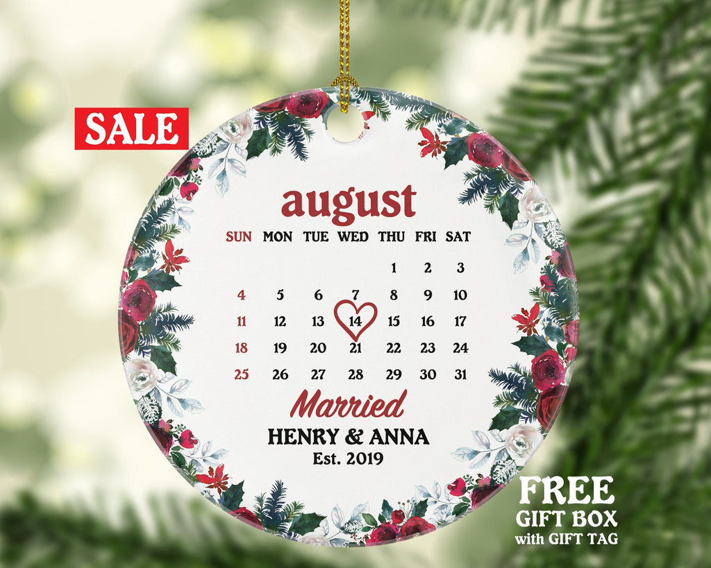 Personalized Just Married Ornament Wedding Ornament Personalized Christmas Custom Wedding Date Calendar Wedding Gift Newlywed Mr Mrs