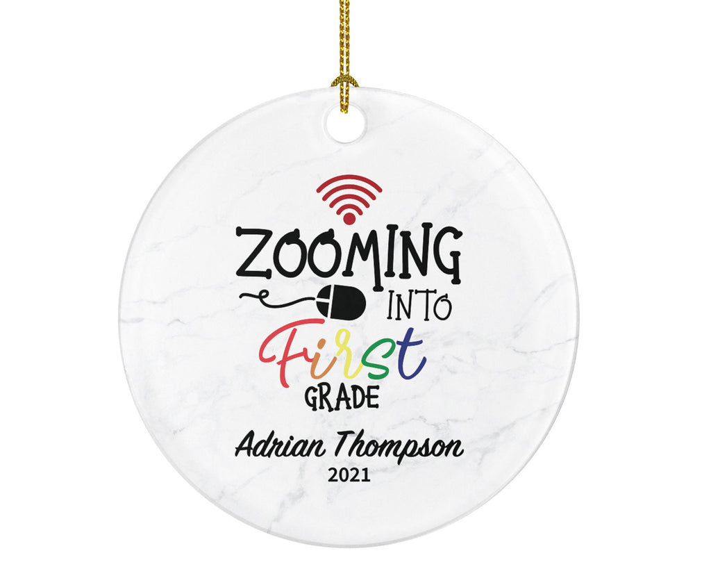 Virtual Grade Online Learning Christmas Ornament Personalized - Zoom Zooming into Grade Boy or Girl Online Schooling Remote School