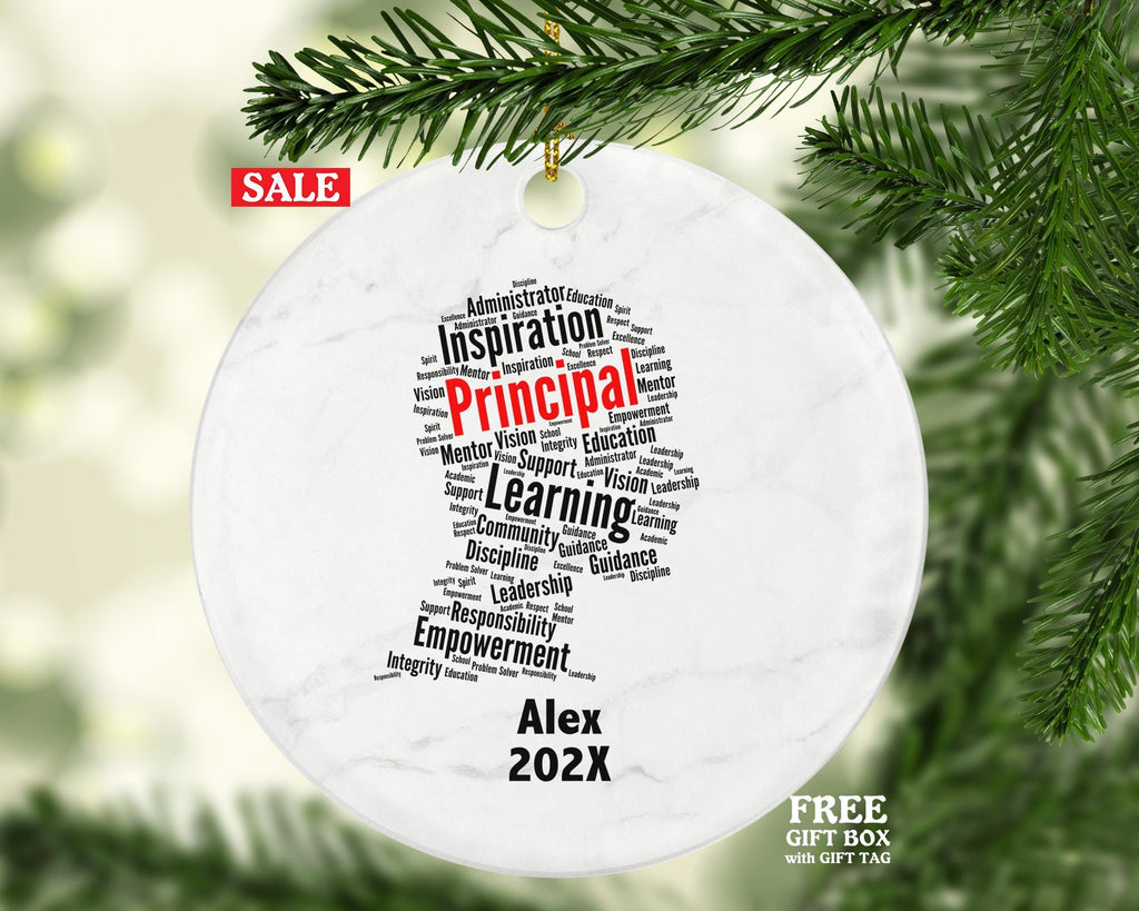 Personalized Principal Ornament – Custom School Leader Christmas Gift – Educational Word Art Ornament – Teacher Appreciation Keepsake
