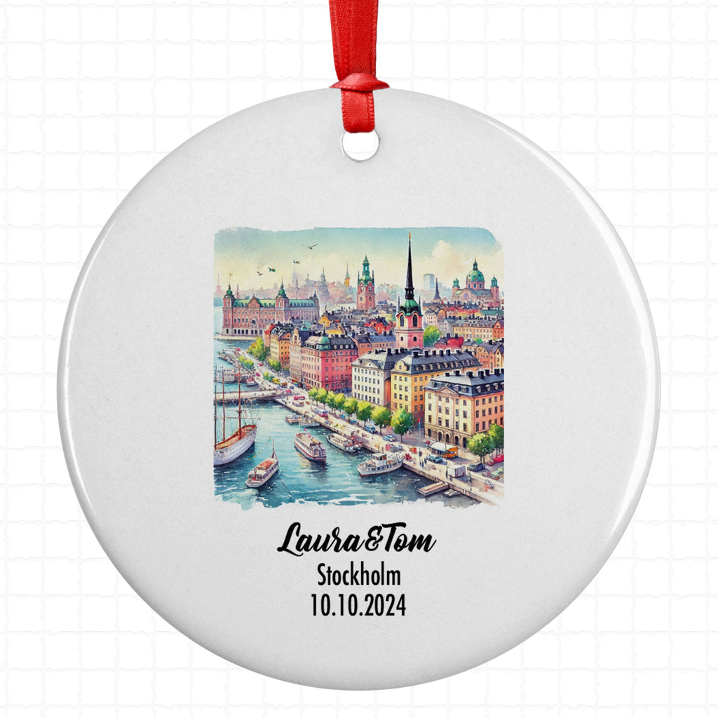 Stockholm, Sweden, Ornament, Engagement, Married, Travel, Gift for Engaged Couple, Engagement Gift, Trip, Vacation Souvenir