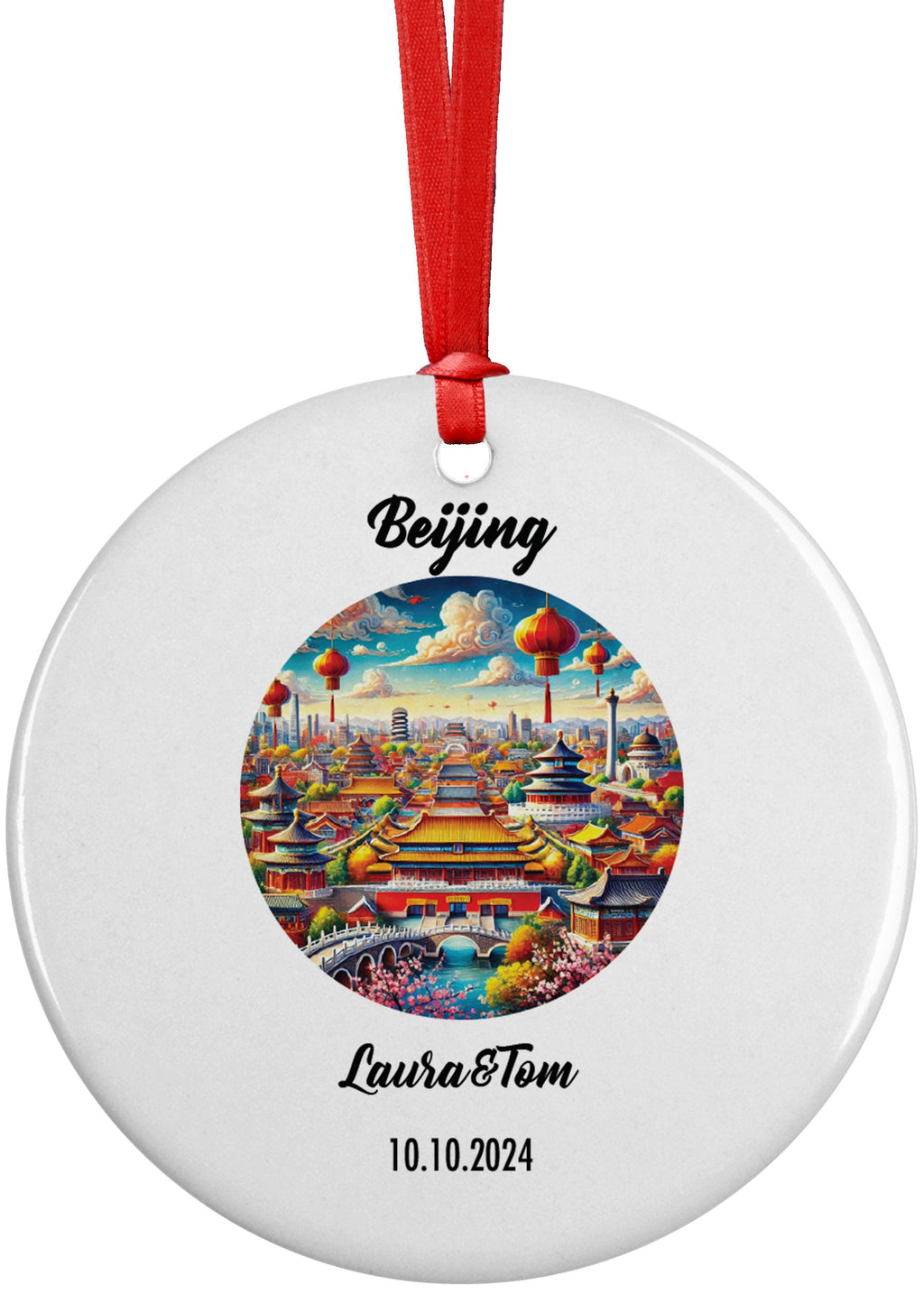 Beijing, Pekin, China Ornament, Engagement, Married, Travel, Gift for Engaged Couple, Engagement Gift, Trip, Vacation Souvenir