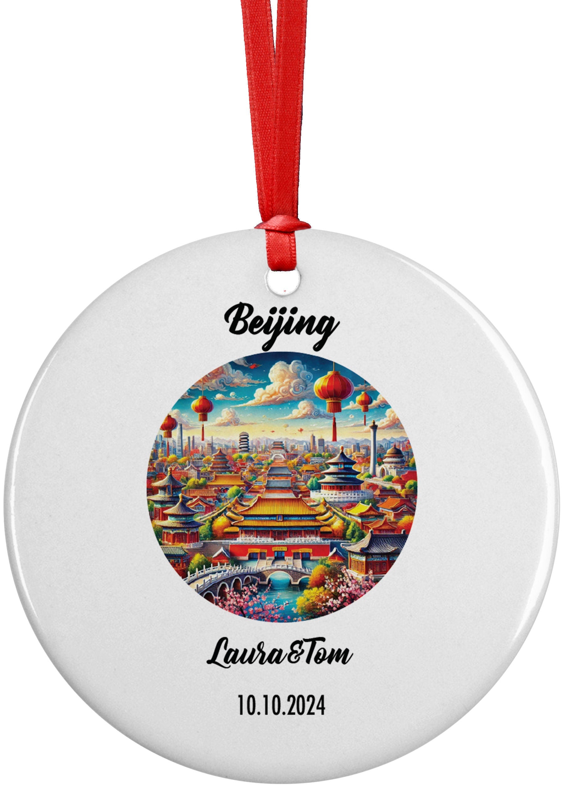 Beijing, Pekin, China Ornament, Engagement, Married, Travel, Gift for Engaged Couple, Engagement Gift, Trip, Vacation Souvenir