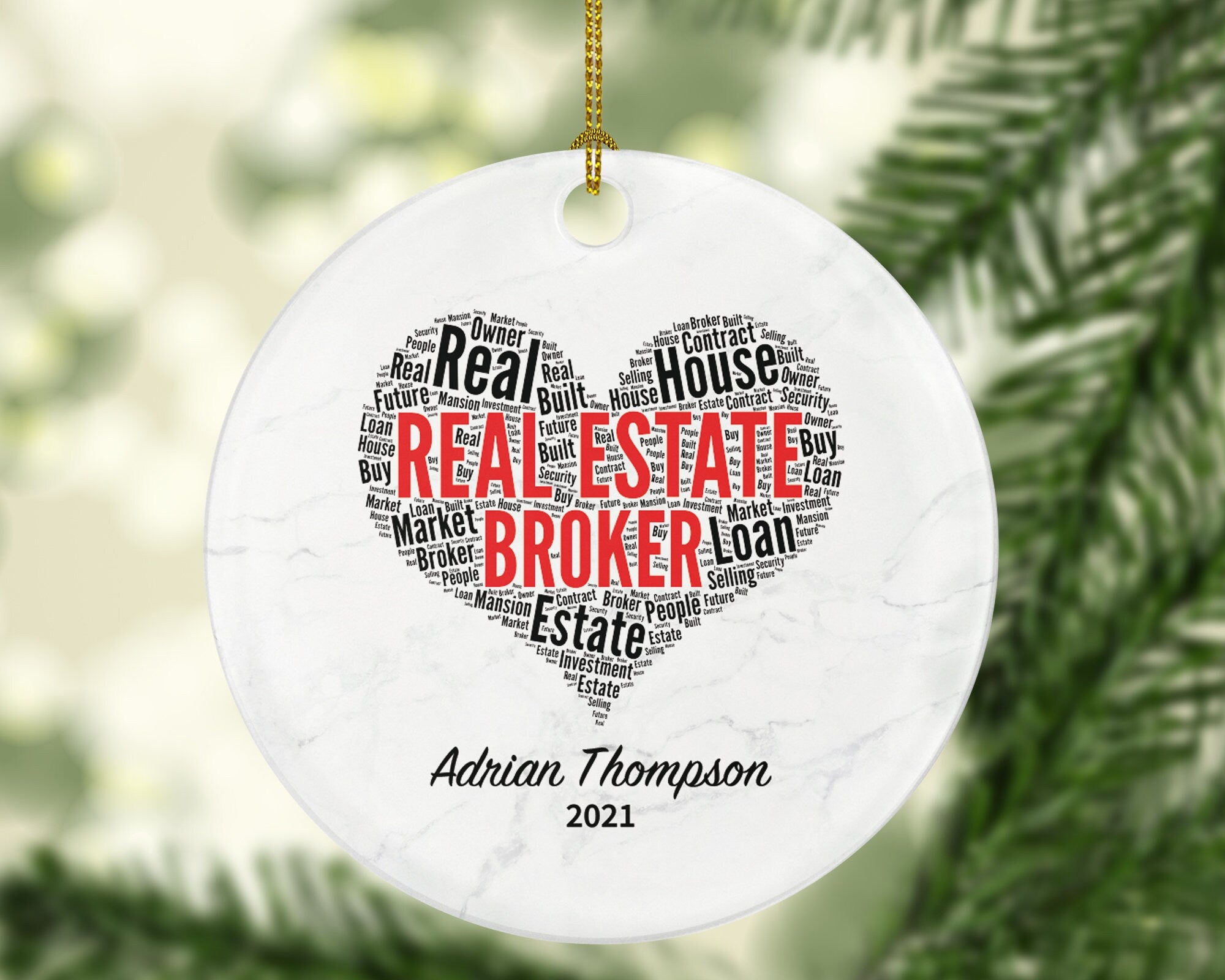 Realtor Real Estate Agent Personalized Ornament - House Broker Personalized Ornament- New Real Estate Seller Christmas Ornament