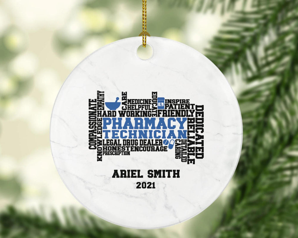 Pharmacy Technician Tech Christmas Ornament Personalized Pharmacist Pharmacy Tech Gift