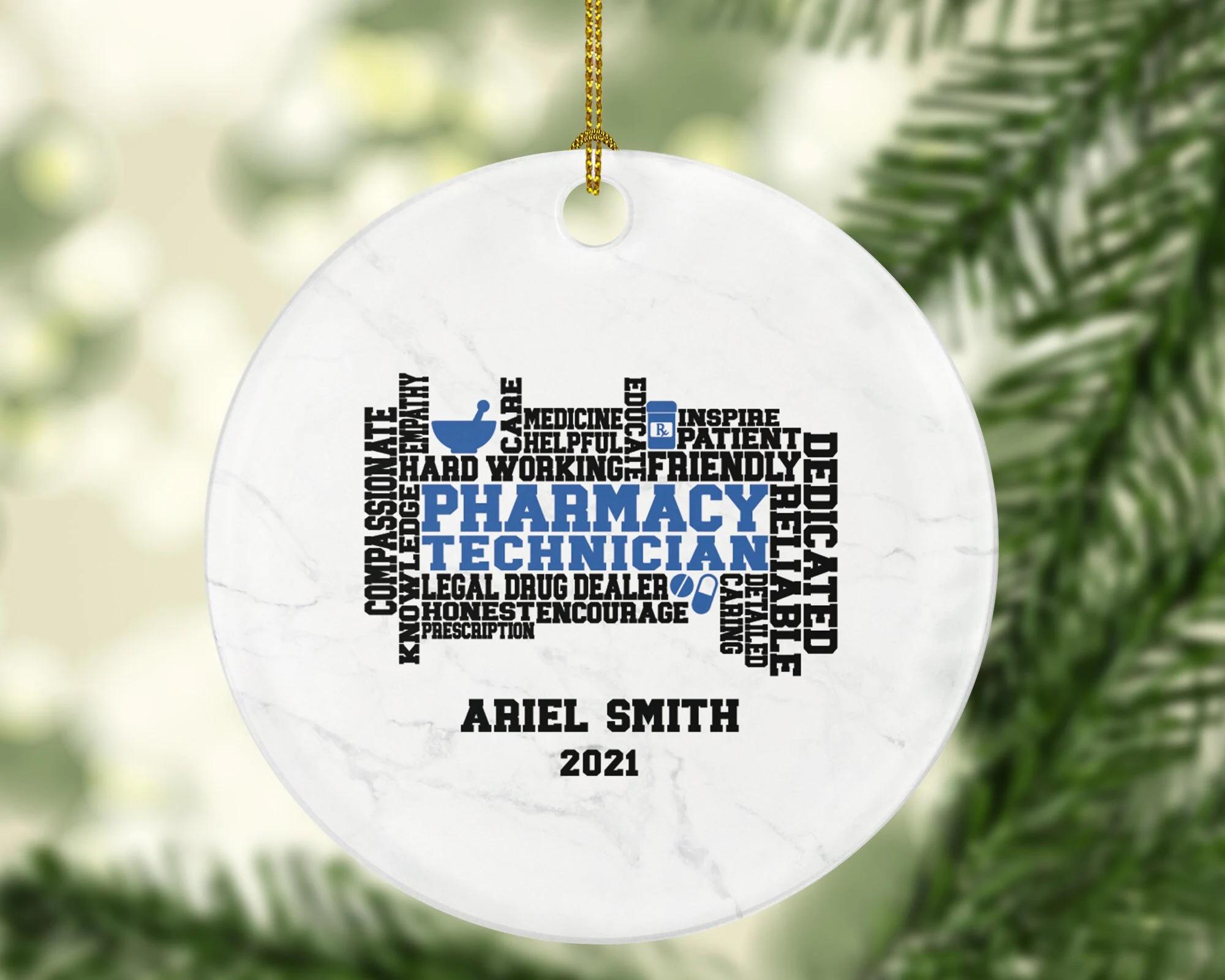 Pharmacy Technician Tech Christmas Ornament Personalized Pharmacist Pharmacy Tech Gift