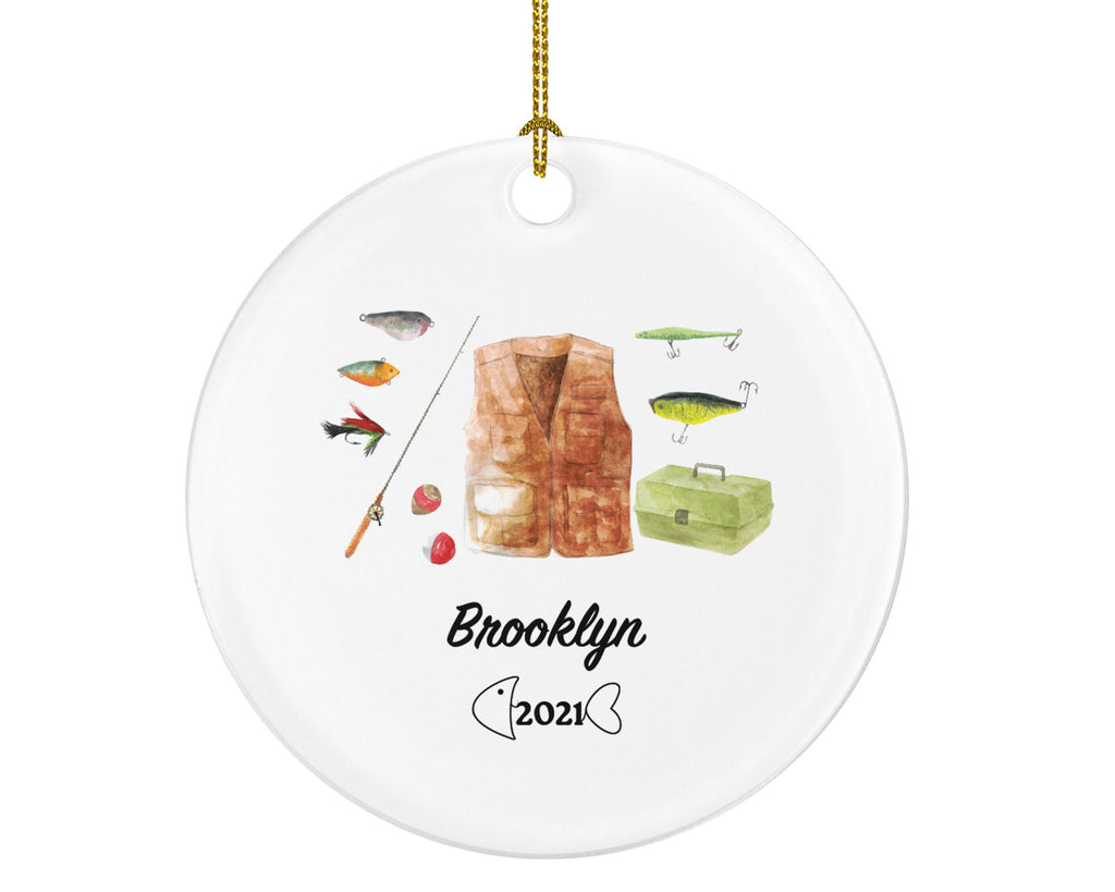 Fisher Fishing Christmas Ornament Personalized - Custom Fisher Ornament with Name - Gift for Fishermen