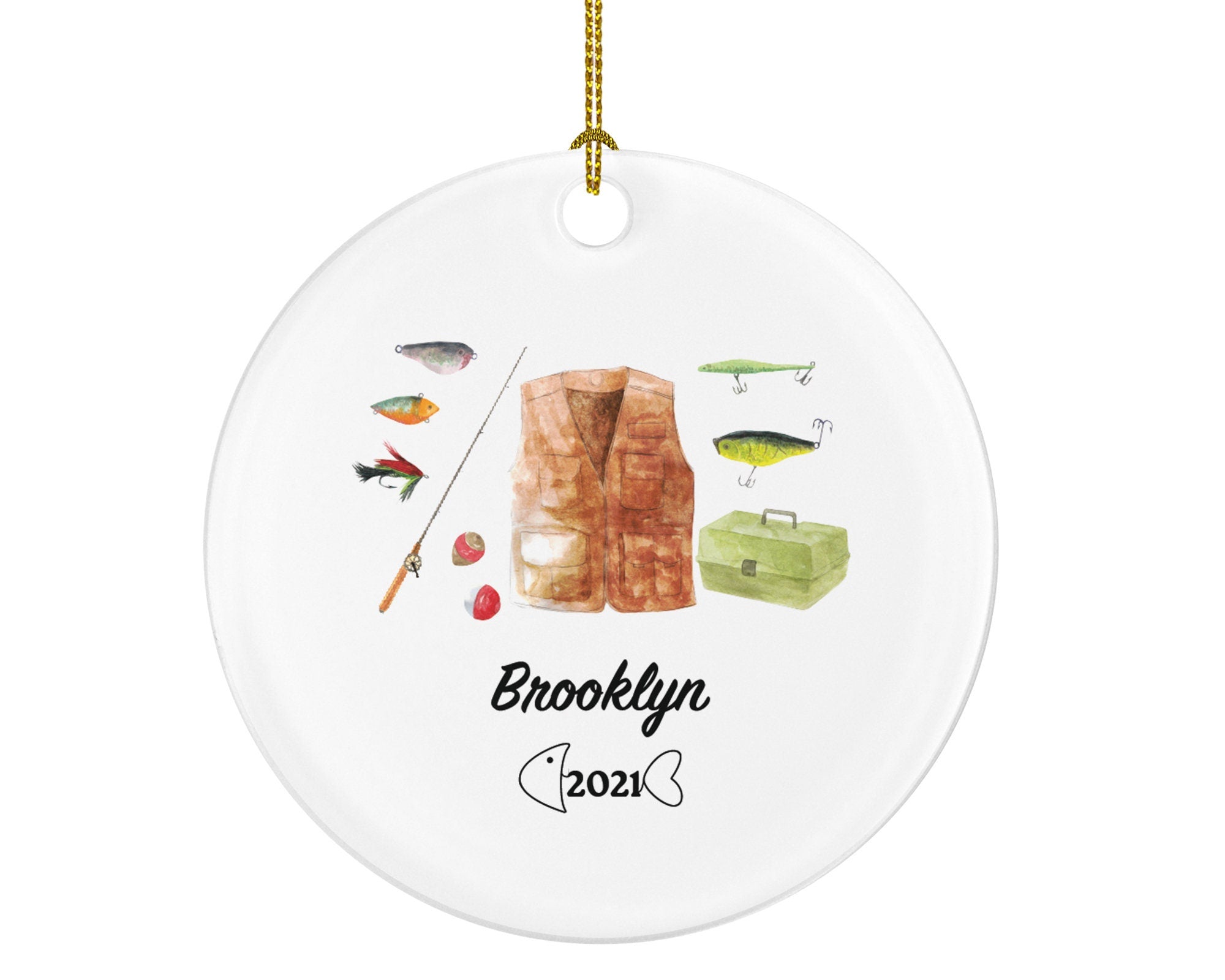 Fisher Fishing Christmas Ornament Personalized - Custom Fisher Ornament with Name - Gift for Fishermen
