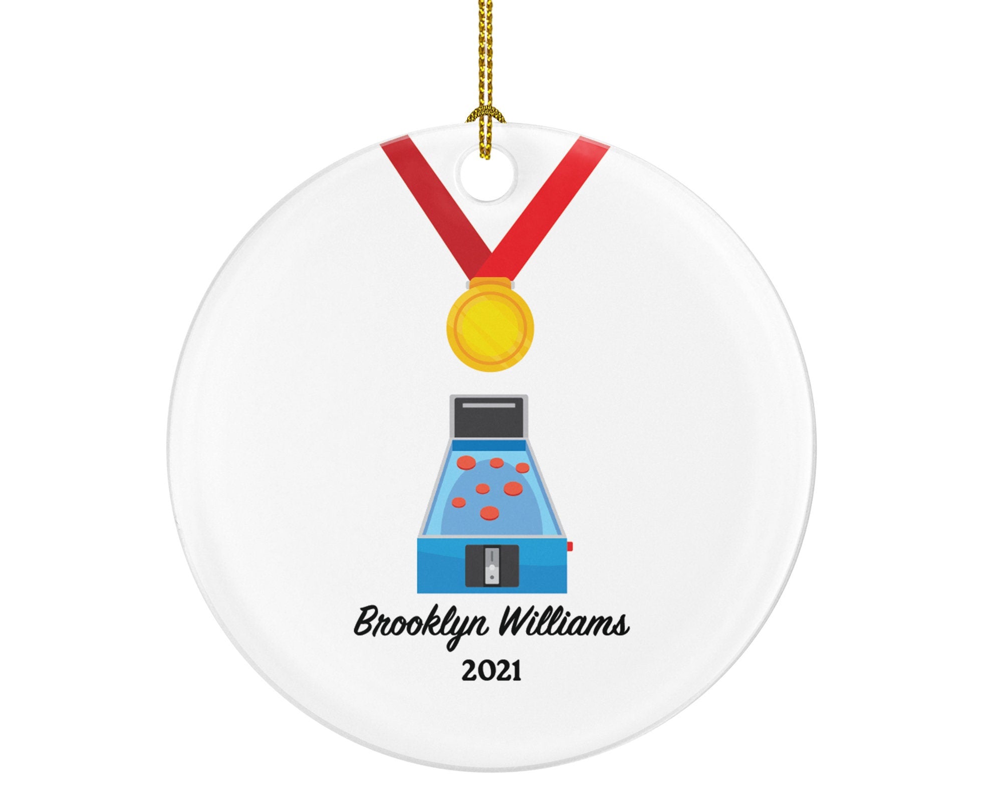 Pinball Christmas Ornament Personalized - Pinball Player Gift Pinball Lovers and Game Players