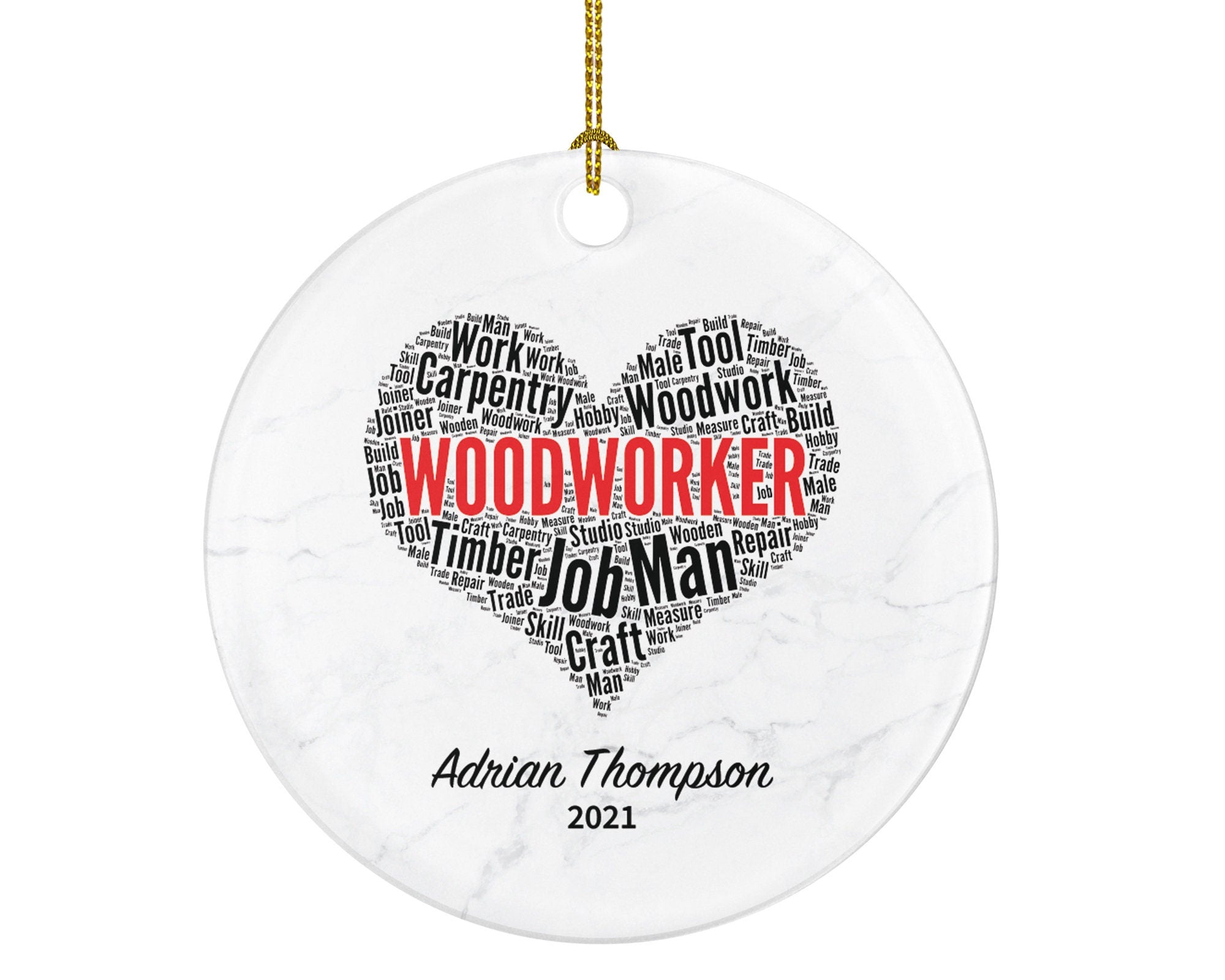 Woodworker Christmas Ornament Personalized - Wood Worker, Cabinetmaker, Furniture Maker, Carpenter Gift