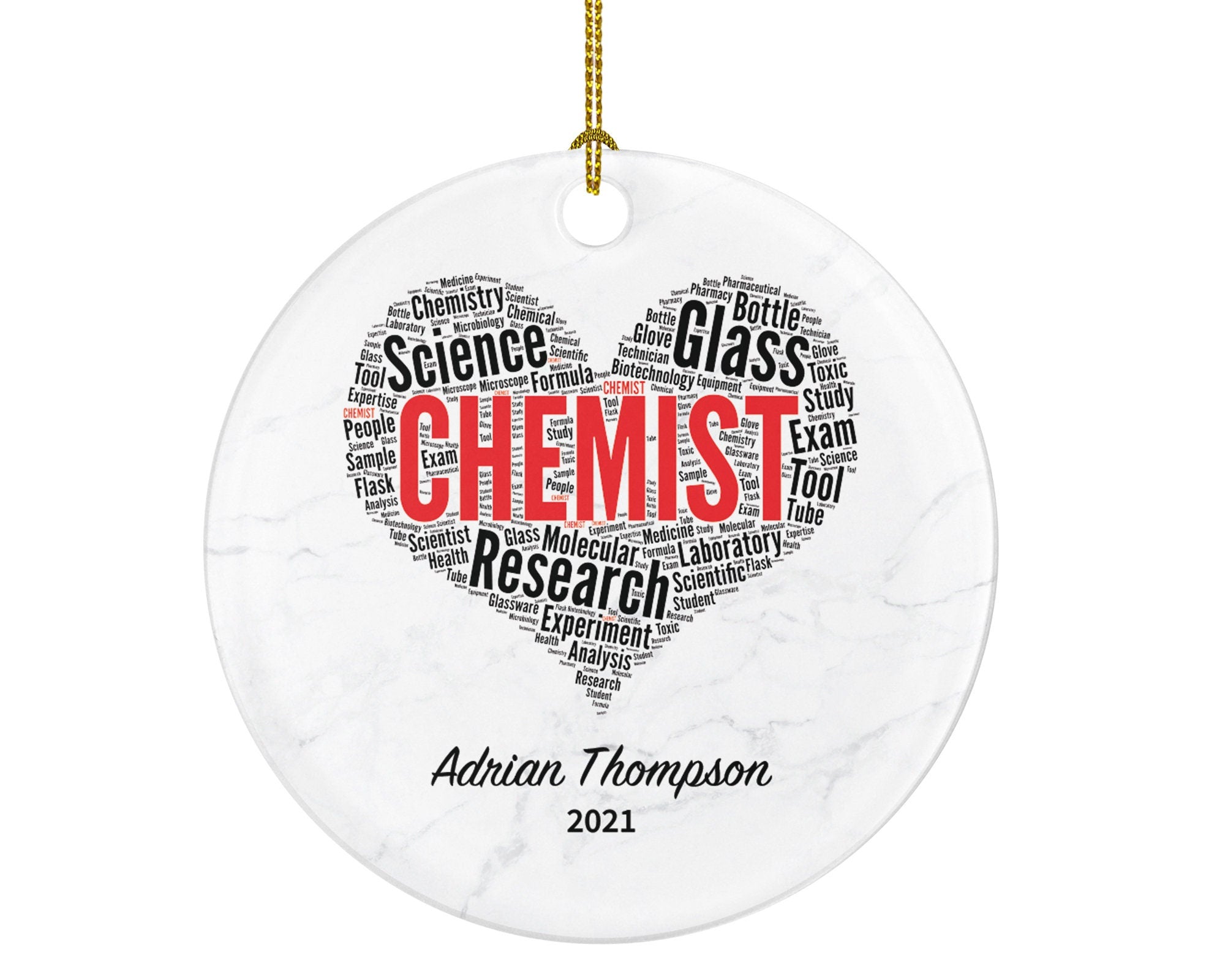 Chemist Christmas Ornament Personalized - Chemist Student Graduate Gift Best Chemist Ever - Custom Name Year