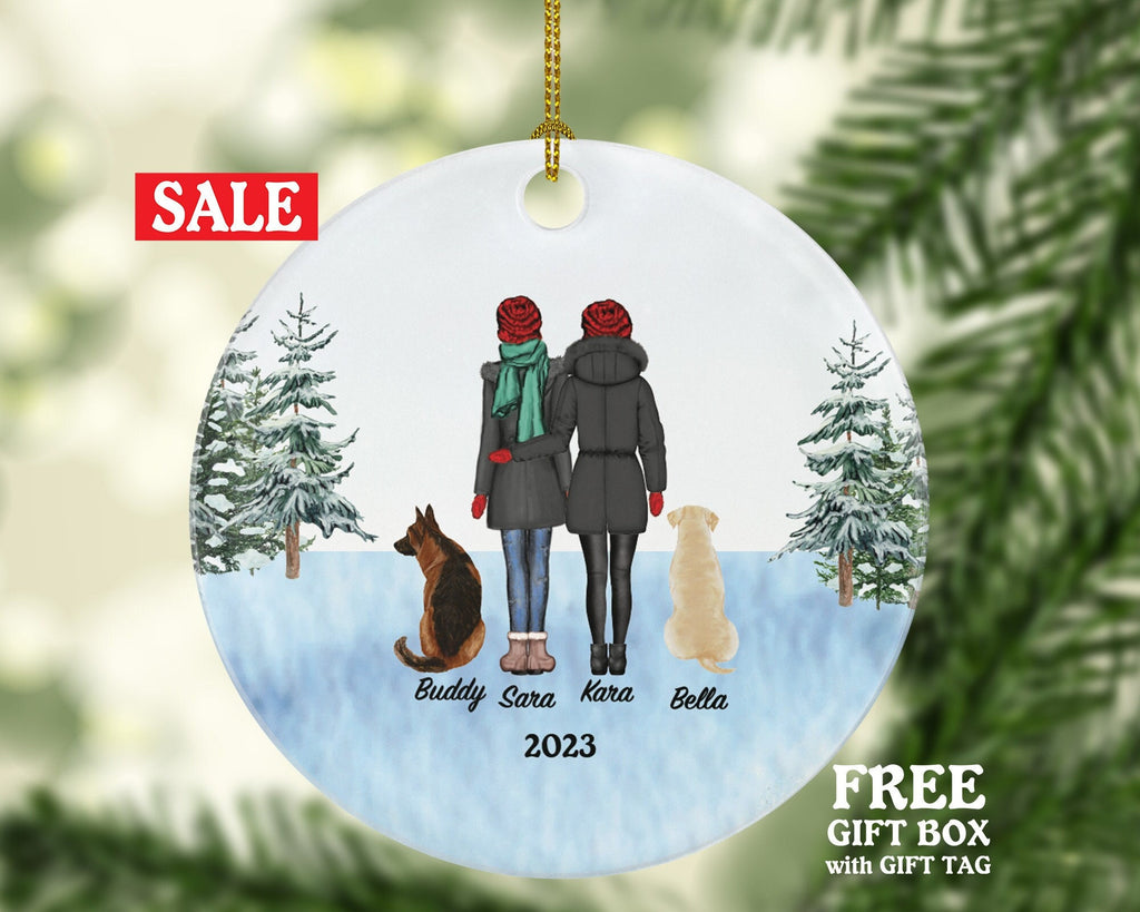 Lesbian Couple with Dog Cat Pet Christmas Ornament Personalized Lover Portrait Gay Present for LGBTQ Love is Same Sex Horse Rabbit Bird