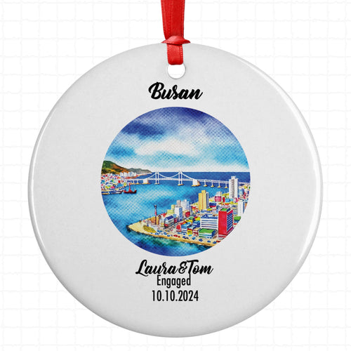 Busan, South Korea, Ornament, Engagement, Married, Travel, Gift for Engaged Couple, Engagement Gift, Trip, Vacation Souvenir