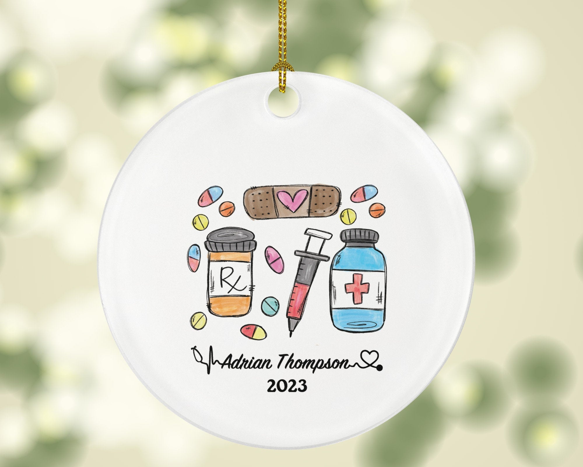 Pharmacist Pharmacy Technician Tech Christmas Ornament for Female or Male Personalized Gift