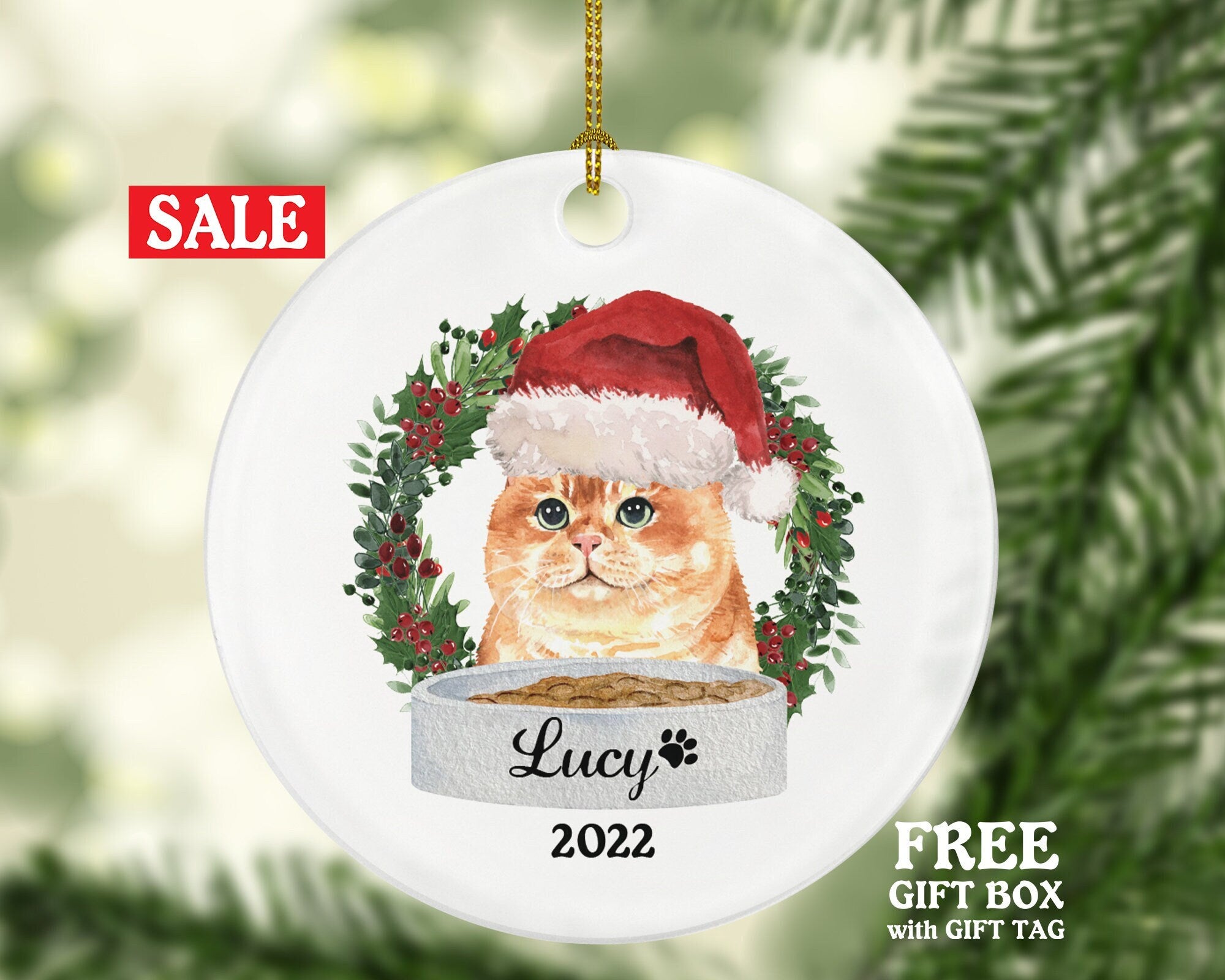 Cat Personalized Christmas Ornament Custom Pet Lover Owner Gift Fur Holiday Ornament Rescue