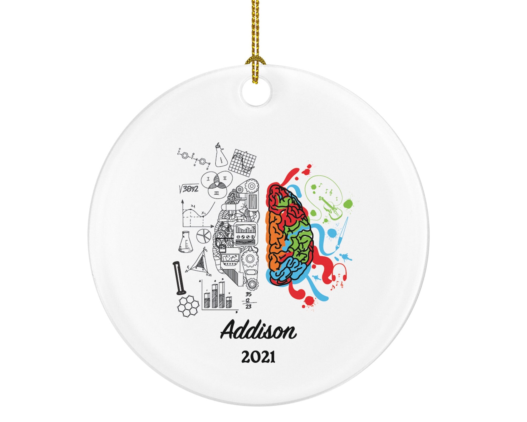 Psychiatrist / Psychologist Christmas Ornament Personalized, Brain Ornament, Anatomy Ornament, Science Gift