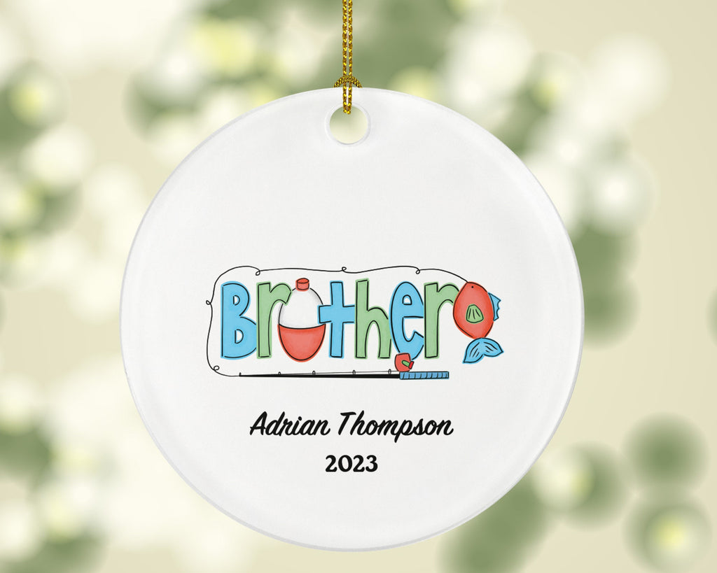 Fisher Brother Christmas Ornament Personalized - Fishing Fisher Fisherman Ornament with Name - Custom Gift for Fisher Bro