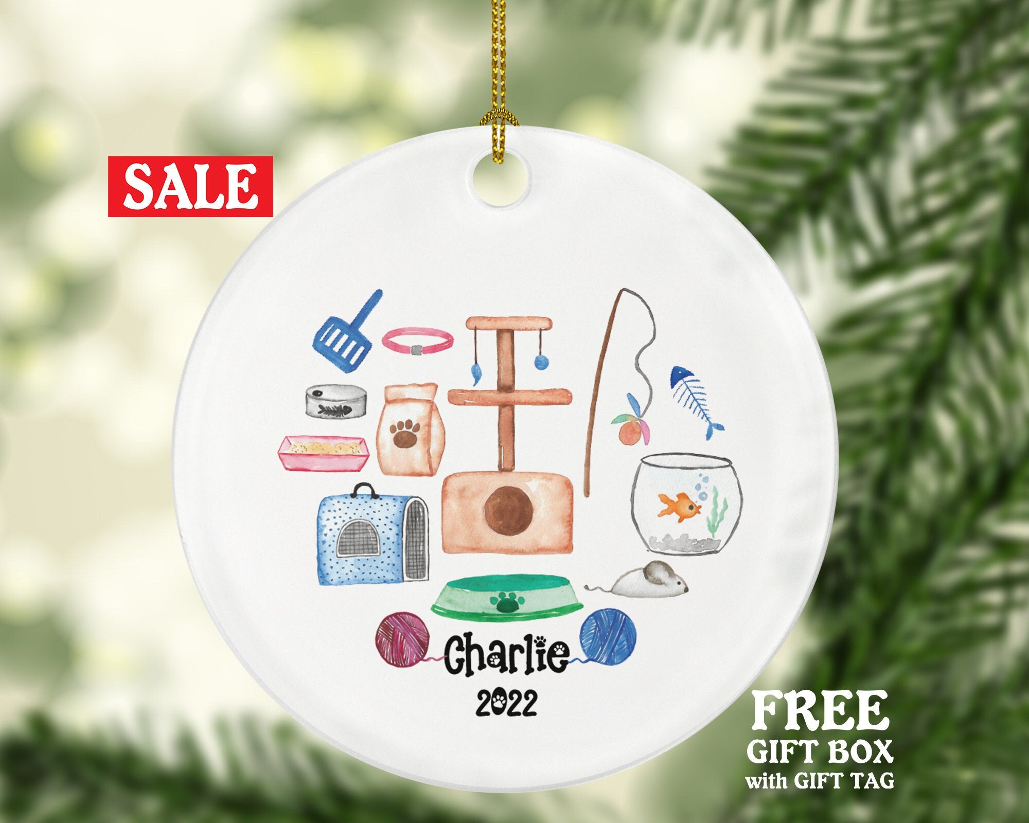 Cat Personalized Christmas Ornament Custom Pet Lover Owner Gift Fur Holiday Ornament Rescue