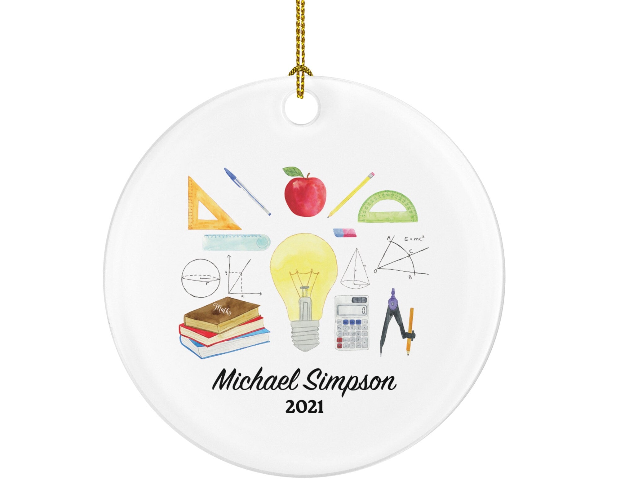 Math Teacher Christmas Ornament Personalized, Math Teacher Christmas Tree Ornament, Math Teacher Christmas Tree Decor