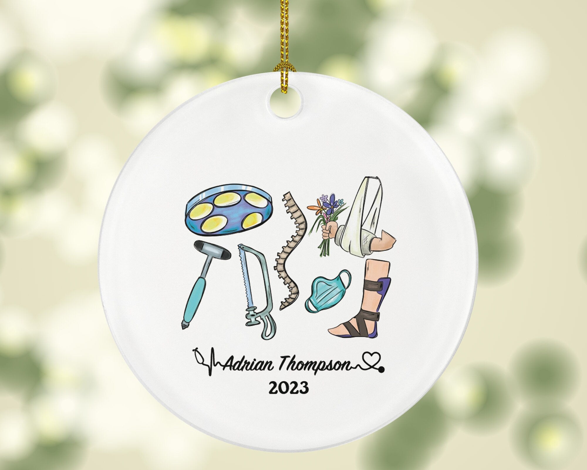 Orthopedic Surgeon Doctor Christmas Ornament Personalized - Orthopedic Surgery - Medical Dr Gift for MD - Custom Name Year