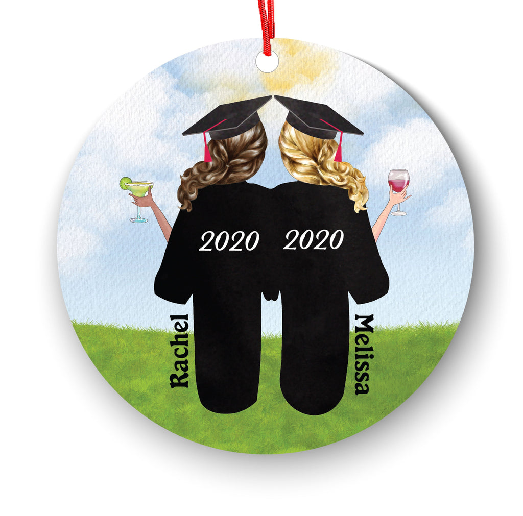 Personalized Graduation Christmas Ornament Class of 2020 2021 for Graduate Female Bff Besties Masters Bachelor Doctorate College High School