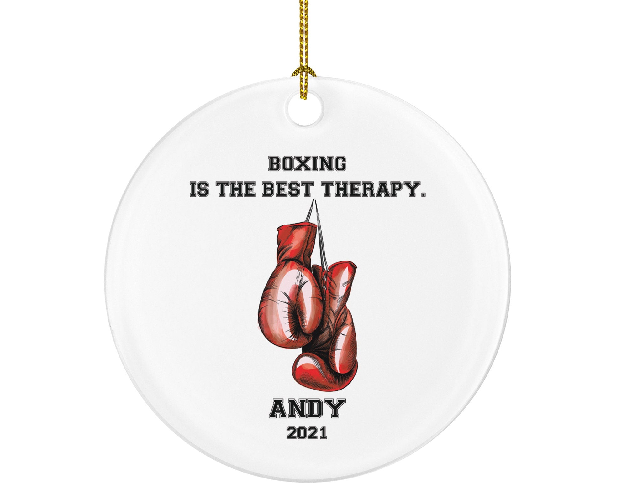 Personalized Boxing Christmas Ornament Boxing Gloves Inspirational Gift Sports Hobby Occupation Boxer Boxing Gamer Player Tree Decoration