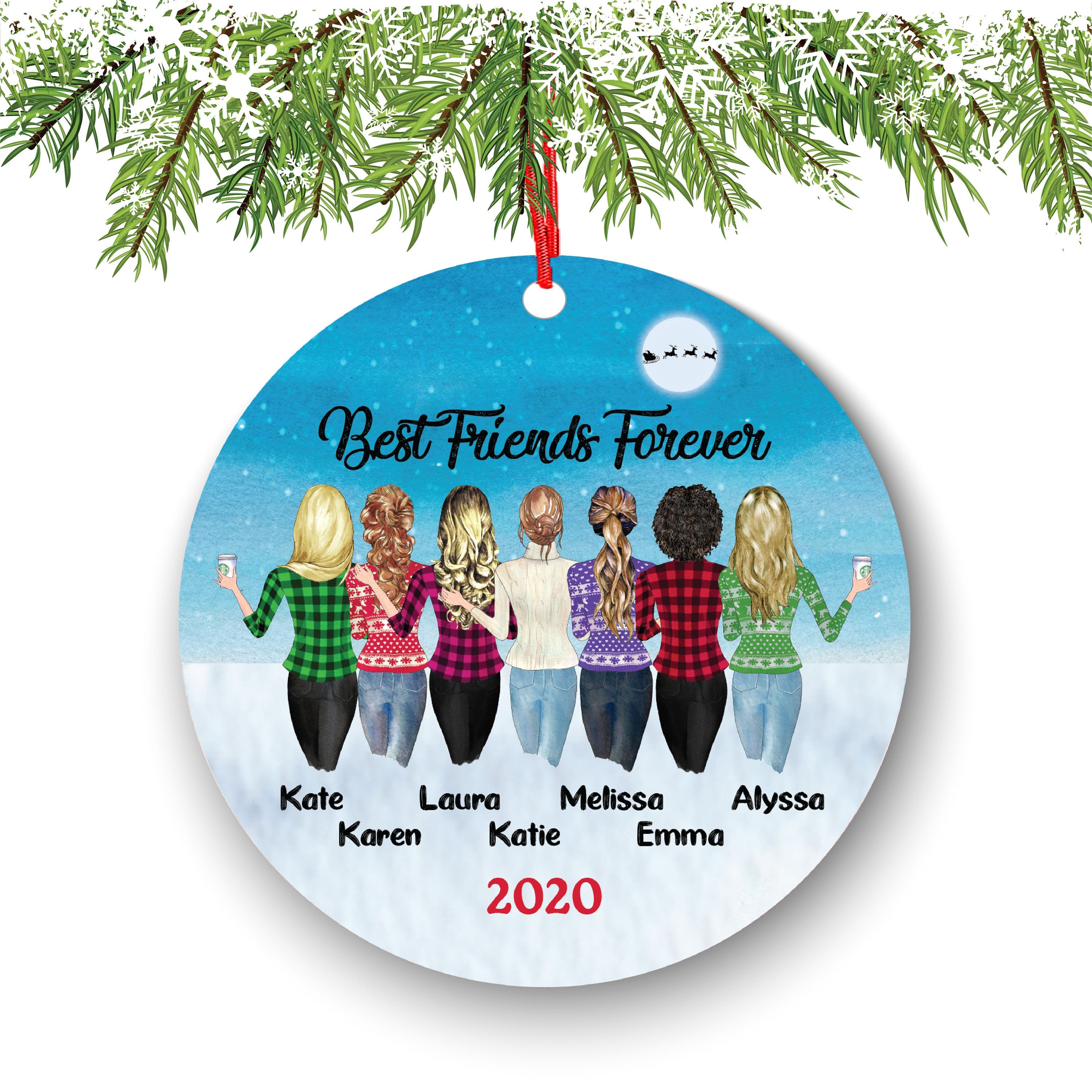 Soul Sisters for 5 6 7 8 Best Friends Christmas Ornament for Sisters, Personalized Ornament, BFF Gift, Personalized Friend Ornament, Besties
