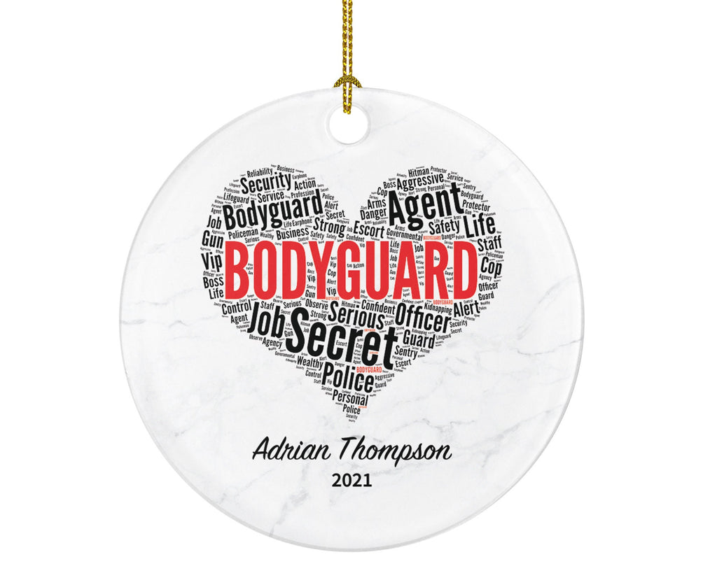 Bodyguard Christmas Ornament Personalized - Gift for a Personal Protection Worker Custom Name Boss Employee