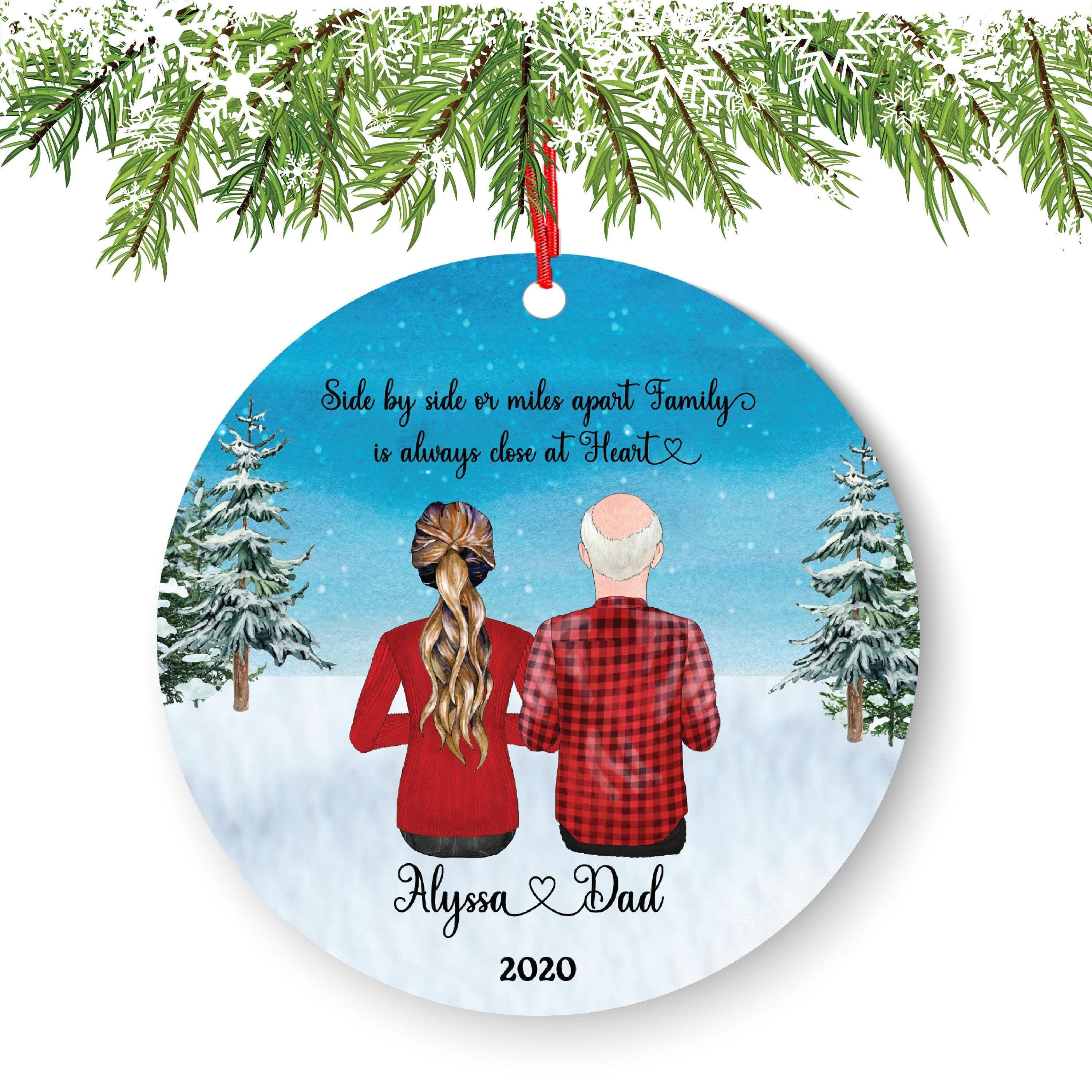 Personalized Dad and Daughter Ornament: Custom Portrait, Christmas Gift