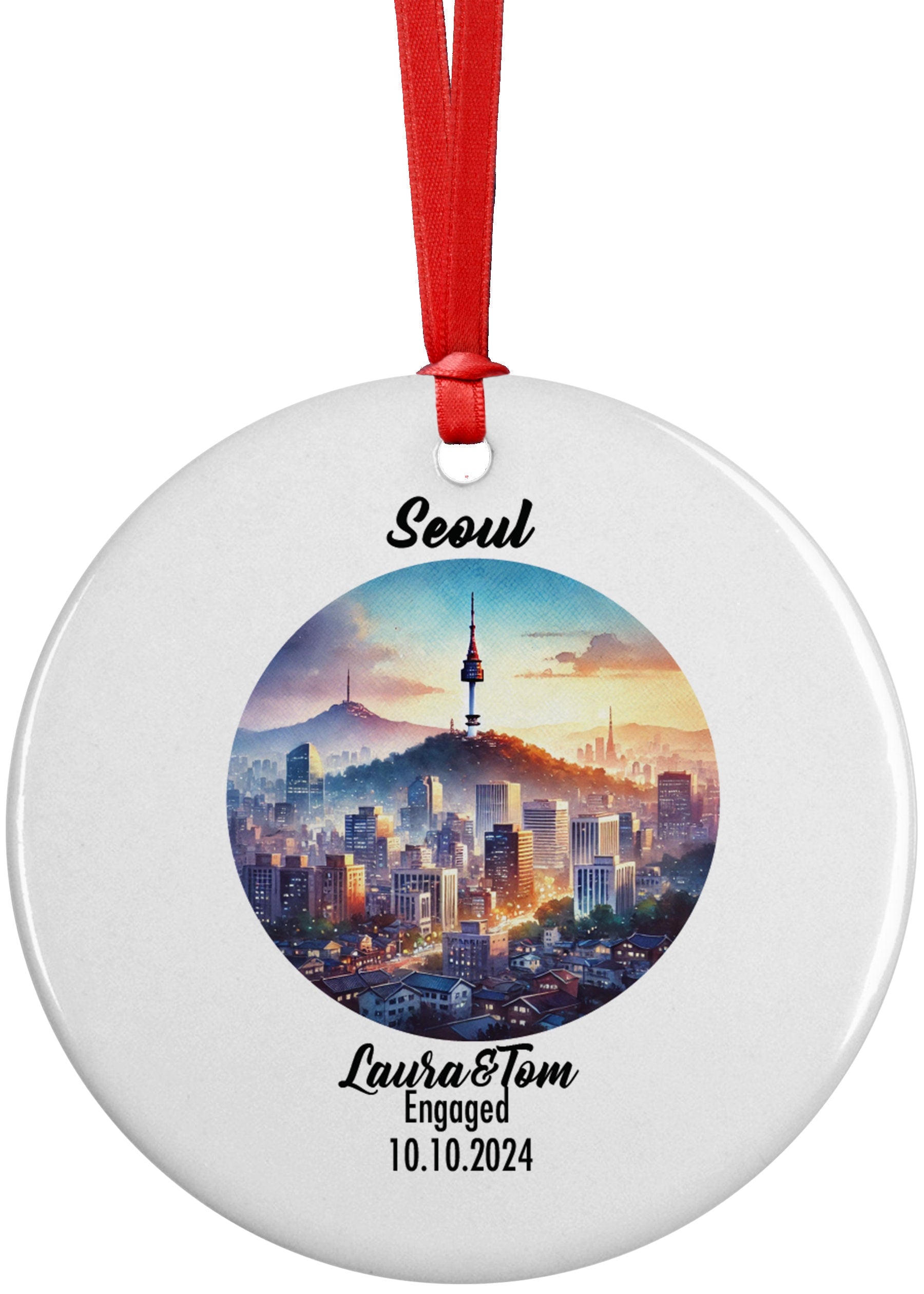 Seoul, South Korea Ornament, Engagement, Married, Travel, Gift for Engaged Couple, Engagement Gift, Trip, Vacation Souvenir