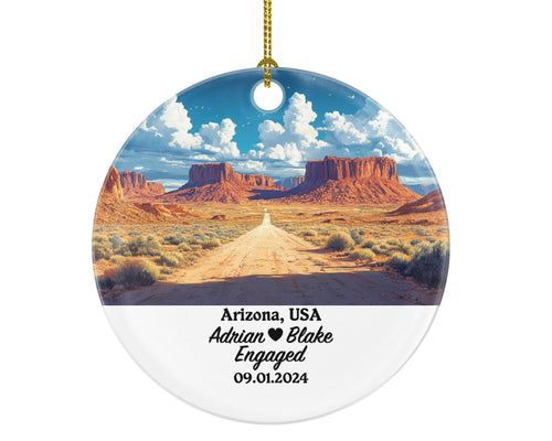 Arizona Christmas Ornament Personalized - AZ Engaged Married Family Together Couple Travel Honeymoon Engagement Marriage