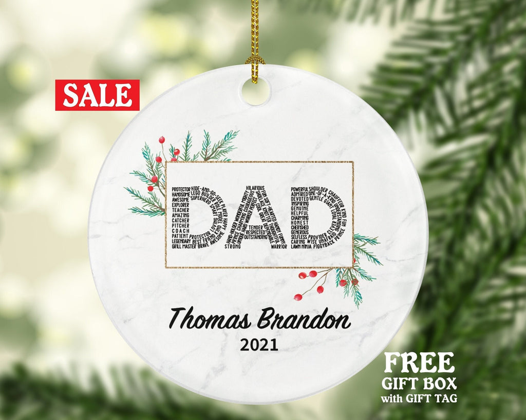 Dad Personalized Christmas Ornament, Best Dad Ever Custom First Gift from Daughter Son Wife