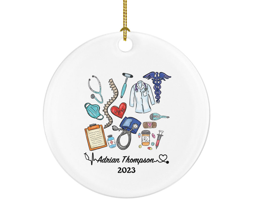 Doctor Christmas Ornament Personalized - Nurse Ambulance Aid Therapist Surgeon Medical Dr Physician Gift for MD RN - Custom Name Year