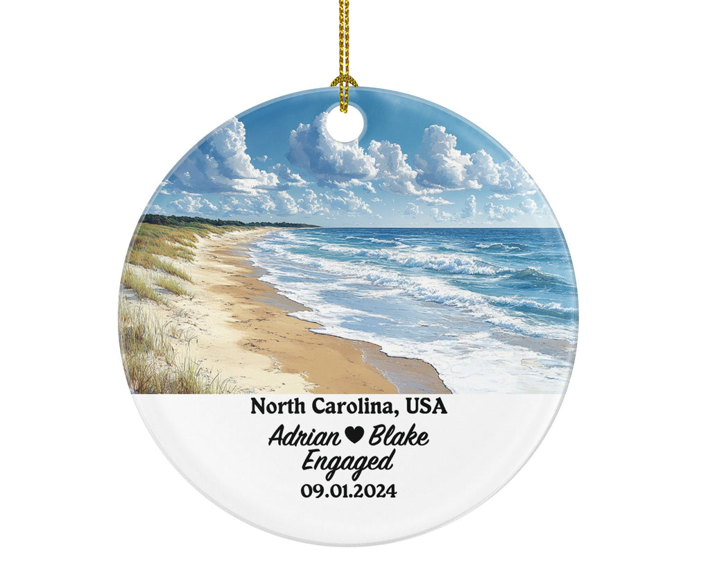North Carolina Christmas Ornament Personalized - NC Engaged Married Family Together Couple Travel Honeymoon Engagement Marriage