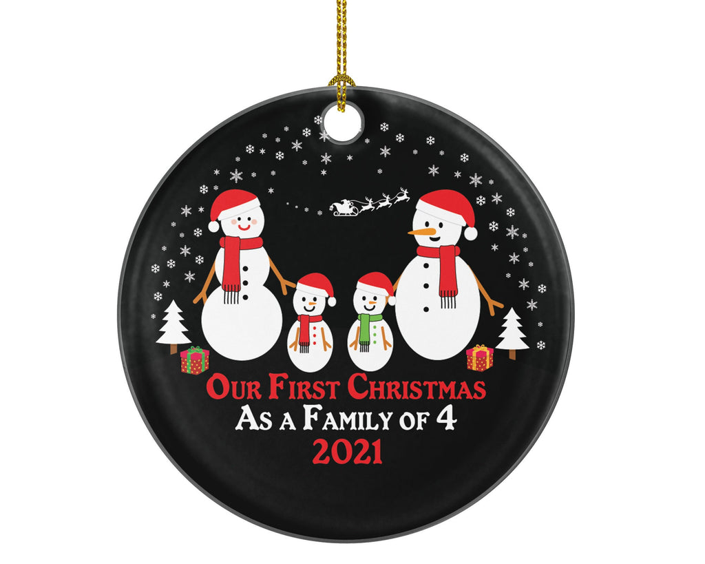 Our First Christmas As A Family Of 4 Ornament Four Snow Snowmen Snowman Kids Children Mom Dad New Mommy Daddy Baby Girl Boy Father Mother