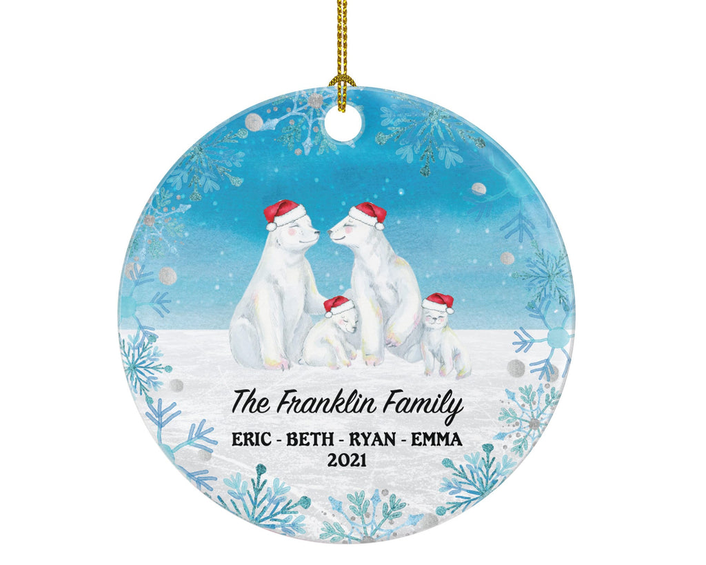 Family of 4 Christmas Ornament Personalized - Parents Mother Father Child Girl Boy Mom Dad Gift - Bear Family