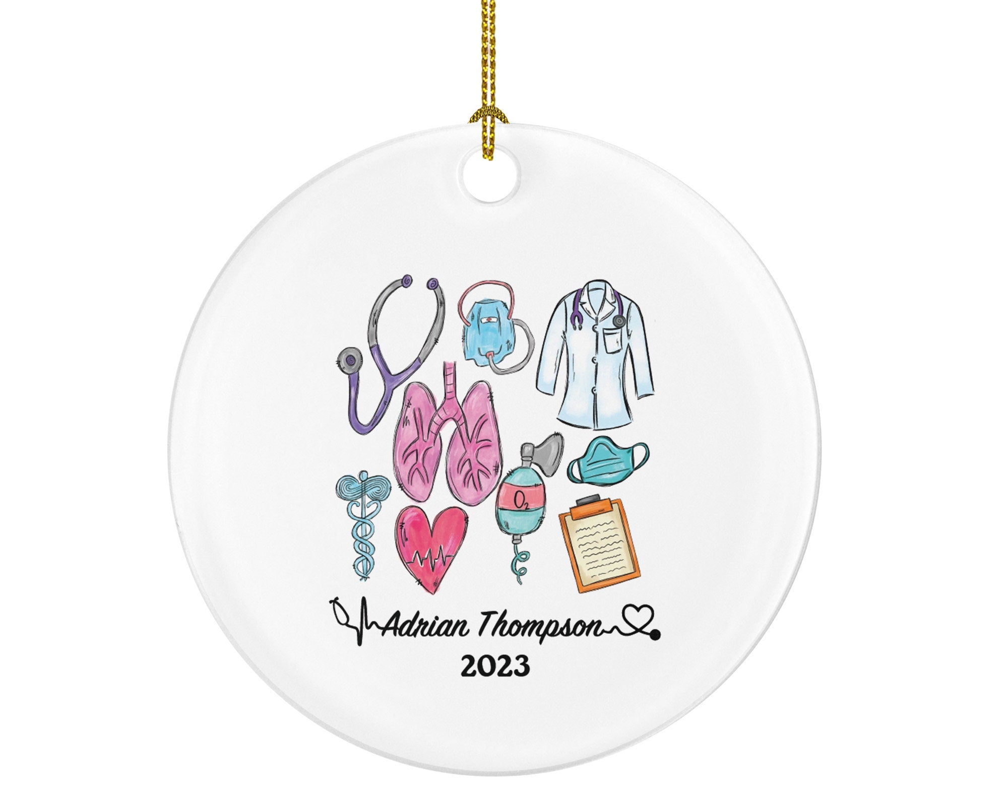 Respiratory Therapist Christmas Ornament Personalized - NBRC, National Board Respiratory Care, Therapy, Medical Gift for Her or Him