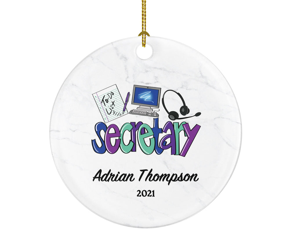 Secretary Christmas Ornament Personalized - Custom Office Secretary Gift - custom Name Year