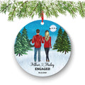 Engagement Christmas Ornament: Custom Names and Date - Ceramic with Ribbon