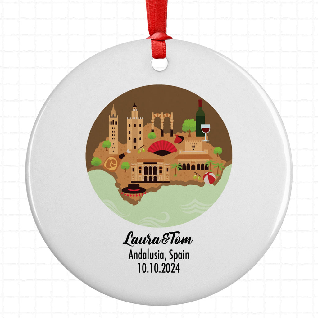 Andalusia, Spain, Ornament, Engagement, Married, Travel, Gift for Engaged Couple, Engagement Gift, Trip, Vacation Souvenir