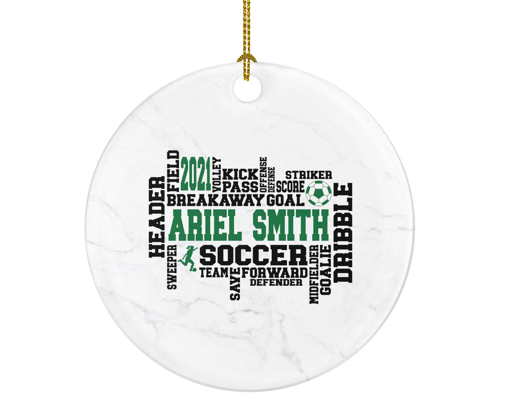 Soccer Playing Christmas Ornament Personalized- Goal Keeper Saver Coach Team Player Gift Gamer Sports Match Champion - Female Male Girl Boy
