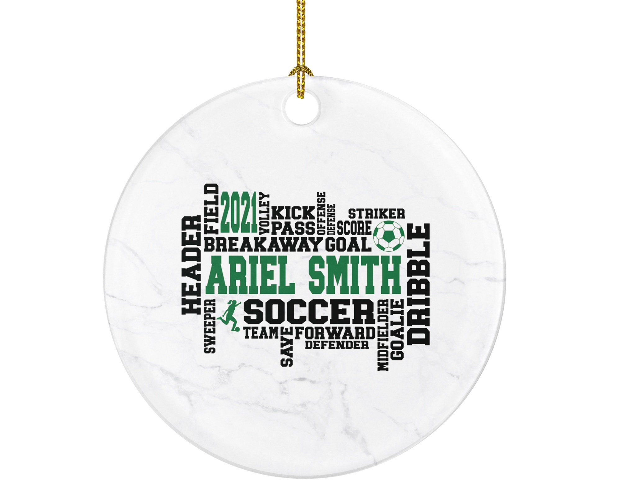 Soccer Playing Christmas Ornament Personalized- Goal Keeper Saver Coach Team Player Gift Gamer Sports Match Champion - Female Male Girl Boy