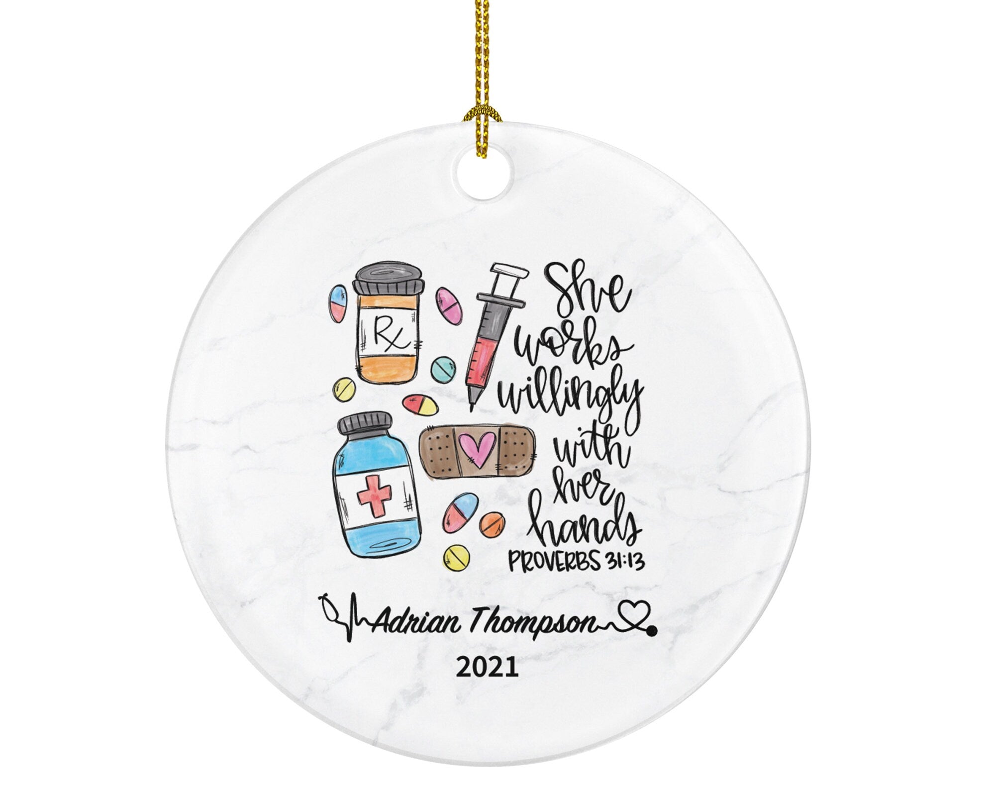 Pharmacist Pharmacy Technician Tech Christmas Ornament for Female or Male Personalized Gift