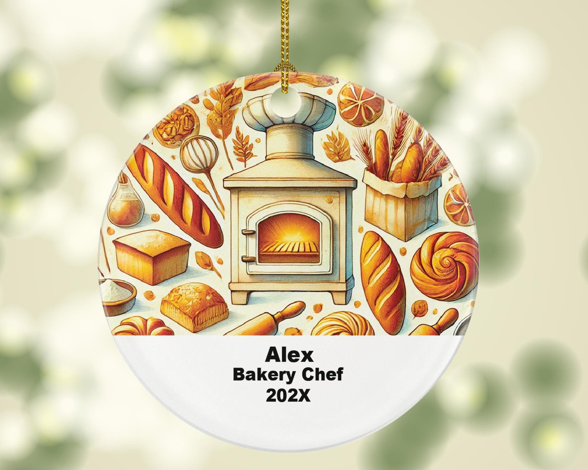 Personalized Bakery Chef Ornament – Custom Baking Gift – Pastry Chef Ornament with Name and Year