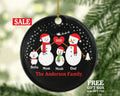 Personalized Family of 3 Ornaments With Dog Pet, Personalized Christmas Ornament, 3 snowmen, Snowman Family Ornament, Family of 3 Ornament