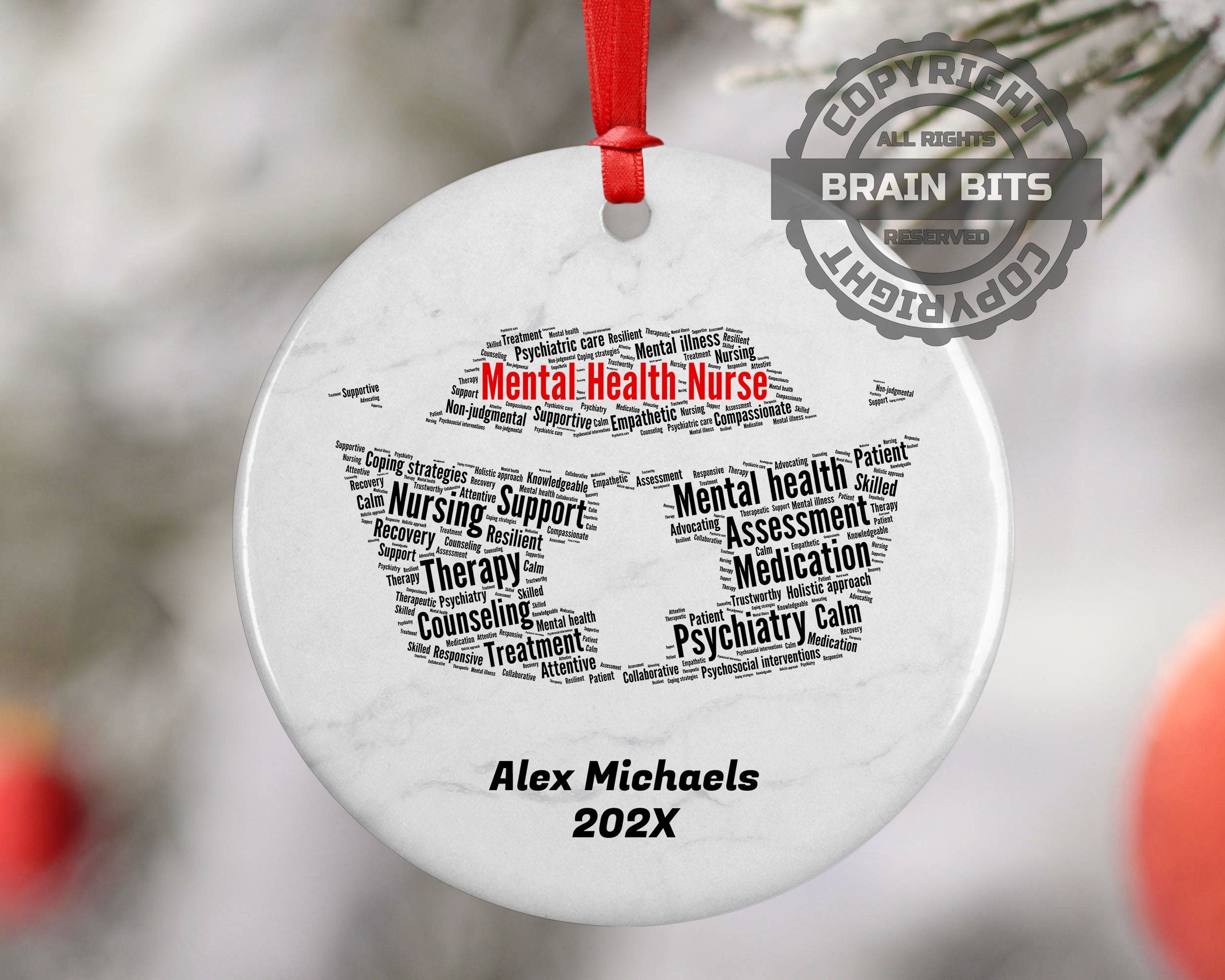 Mental Health Nurse Personalized Christmas Ornament