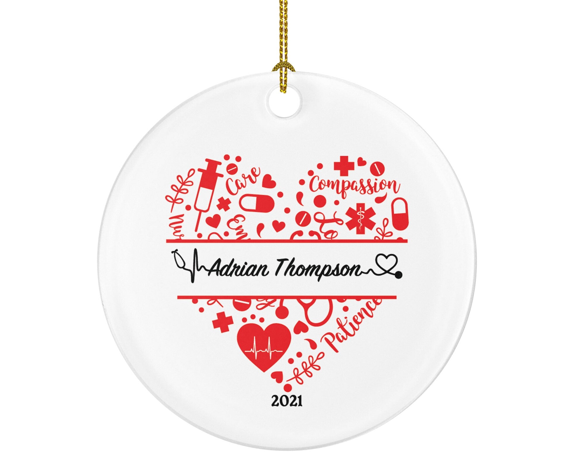 Personalized Medical Doctor Christmas Ornament Health Worker Gift from Patient for Nurse Physician Physical Therapist Practitioner MD RN PT