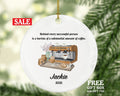 Personalized Barista Christmas Ornament - Coffee Machine Gift for Barista Custom Name Boss Employee Coffee Lover Watercolor Coffee Cup Xmas