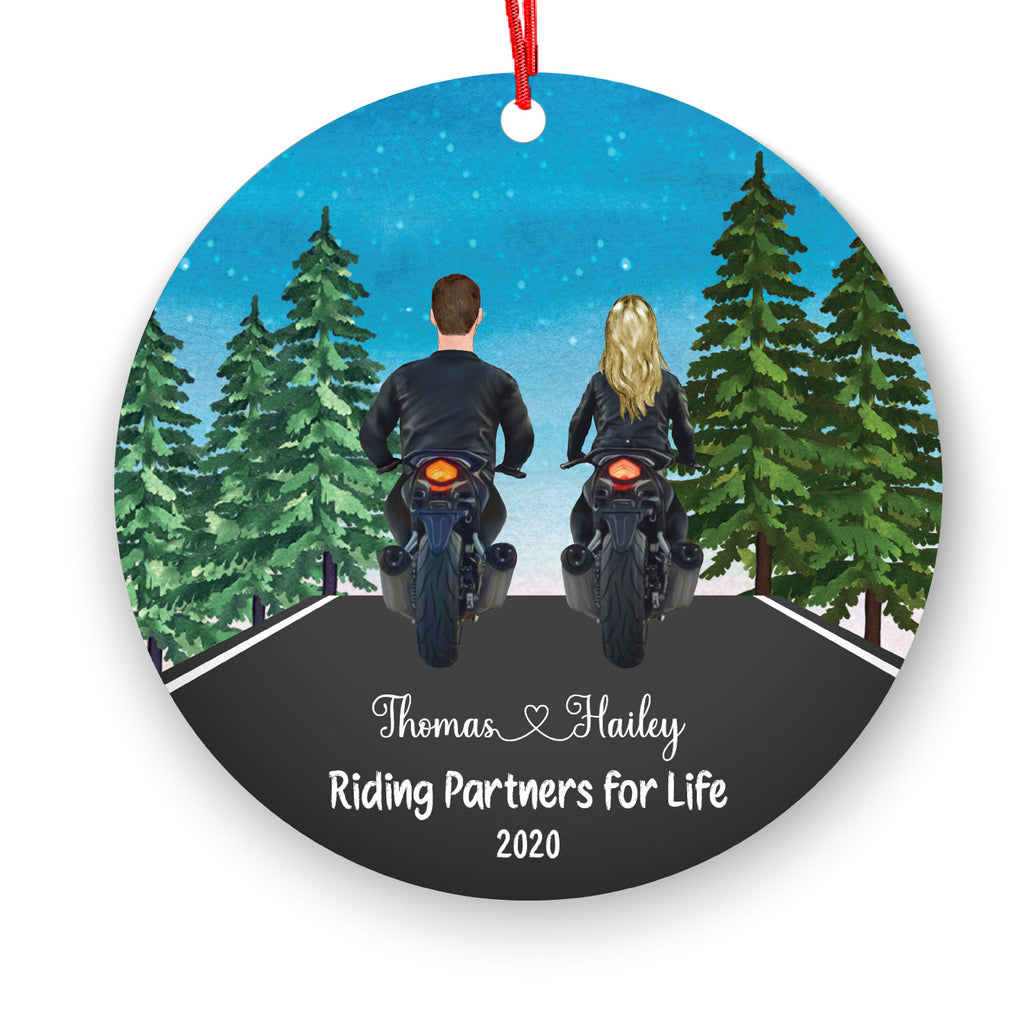 Biker Couple Motorcyclist Personalized Christmas Ornament Riding Partners Motorcycle Rider Girl Male Female Boy Ride Dirt bike
