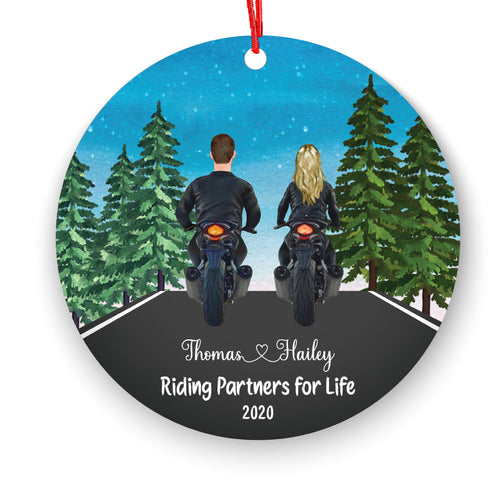 Biker Couple Motorcyclist Personalized Christmas Ornament Riding Partners Motorcycle Rider Girl Male Female Boy Ride Dirt bike